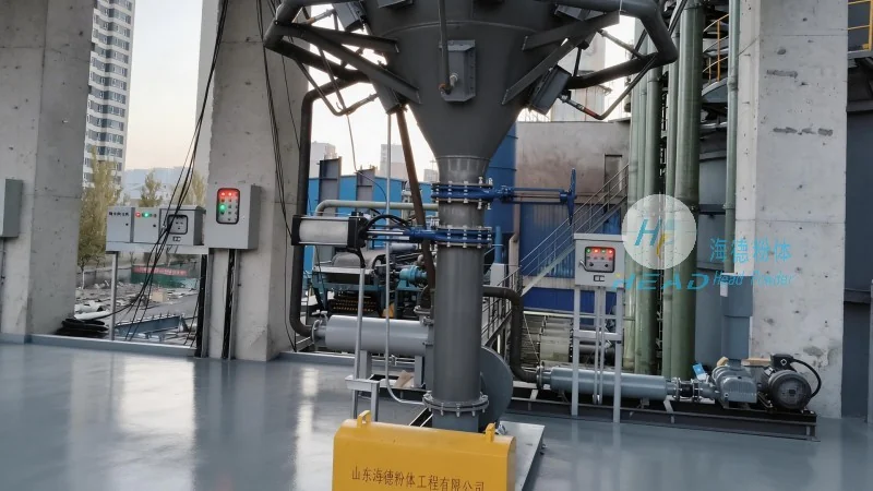 Projet de transport pneumatique à pression négative de poudre de cendres pour une entreprise de matériaux de construction à Huangshi, Hubei